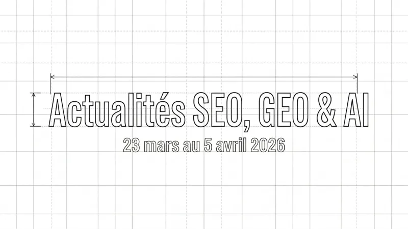 Image de couverture de la revue de presse, actualités SEO, GEO, & IA du 23 mars au 5 avril 2026