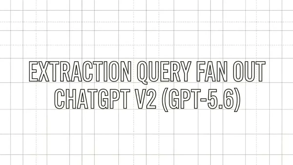 Graphique style blueprint avec le texte EXTRACTION QUERY FAN OUT CHATGPT V2 (GPT-5.6) sur fond de grille.