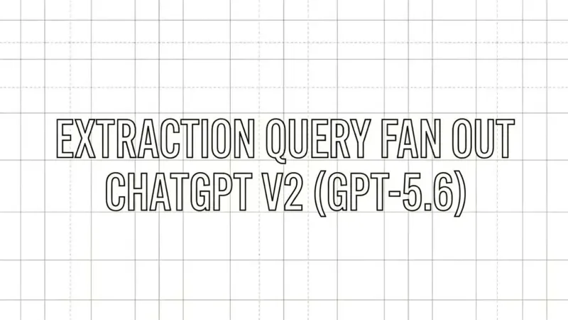Graphique style blueprint avec le texte EXTRACTION QUERY FAN OUT CHATGPT V2 (GPT-5.6) sur fond de grille.